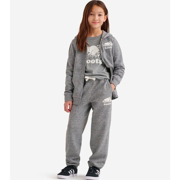 Roots Grey Kids Organic Original Drawstring Sweatpants Joggers Sporty Pants 12 - Picture 1 of 11